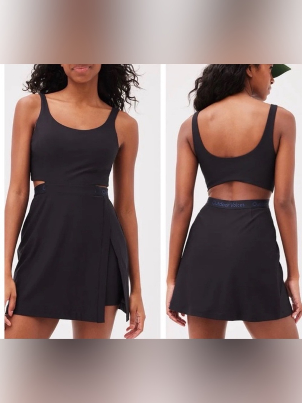 Outdoor Voices Court Dress Black Tennis Skort Built-In Shorts Sz Sm EUC